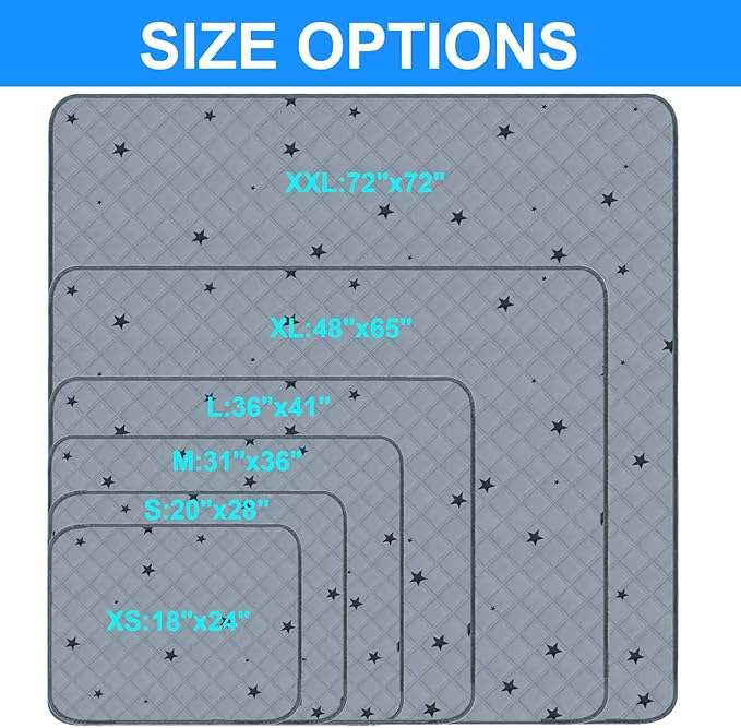 RIOUSSI Washable Pee Pads for Dogs, Reusable, Absorbent, Leakproof, Non Slip Pet Puppy Pads for Potty Training. Gray Stars, 20x28 Inch(2pack)