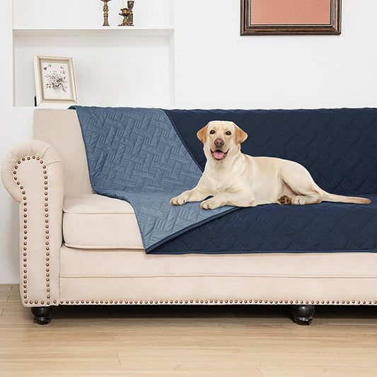 BOCTOPUG Dog Bed Cover for Pets - Blankets Rug Pads for Couch Protection Waterproof Bed Covers Dog Blanket Furniture Protector Reusable Changing Pad (Navy Blue+Stone Blue, 82"x102")