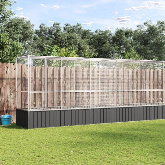 Steel Aviary with Extension, Large Bird Cage with Lockable Door, Aviary Spacious and Versatile Cage Ideal for Parakeets, Parrots, Lovebirds, Cockatiels, Pigeons, 410.4"x42.1"x83.5",-279