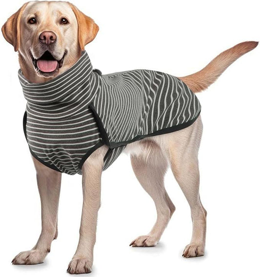 ROZKITCH Stripe Dog Winter Coat Soft Pullover Pajamas, Pet Windproof Warm Cold Weather Jacket Vest Cozy Jumpsuit Apparel Outfit Clothes for Walking Hiking Travel Sleep Stripe S