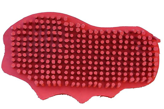 Grewal Equestrian Snuggy Groomer Soft Teeth Rubber Groomer Curry (Red)