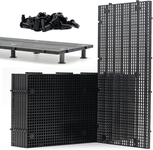 LINLAN 8 Pieces High-Density Aquarium Grid Plastic with 48 Brackets, Fish Tank Divider, Egg Crate for DIY Filtration and Bottom Protection in Aquascaping