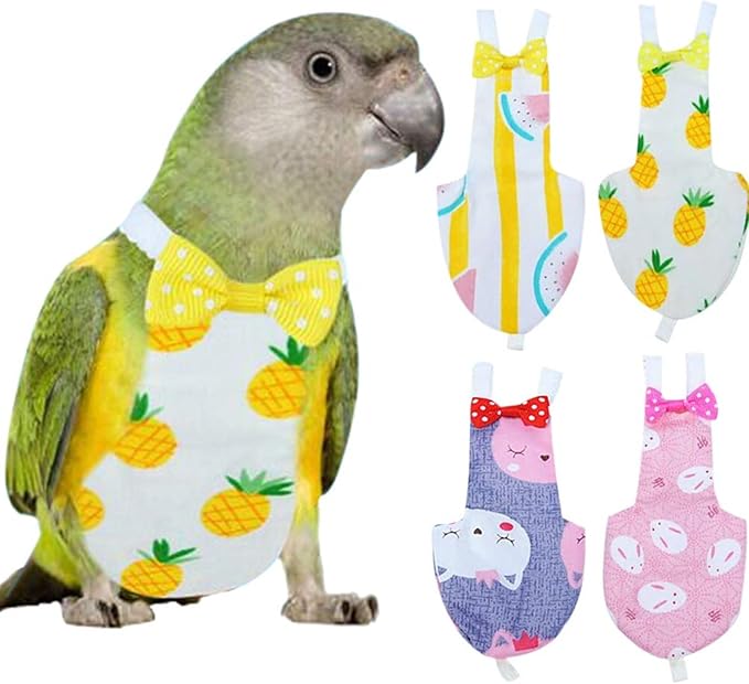 QBLEEV Bird Diaper Cockatiel Clothes Flight Suite, Reusable Parrot Nappy with Waterproof Inner Layer, Cute Pigeon Pants Urine Wet Suit Costume for Conure Macaw African Budgies Sun Parakeet