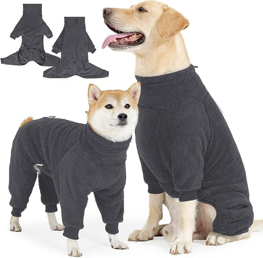 Fleece Dog Sweater for Small Medium Large Dog for Run Walk Sleep Pet Winter Jacket & Windproof Clothes Coat XL Grey
