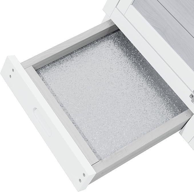 Small Chicken Coop, Wooden Chicken Coop for 2 Chickens Outdoor A-Frame Quail Coop Bunny Cage with 3 Doors,Pull-Out-Tray&Ventilating Wire Fence for Small Animals(Grey)