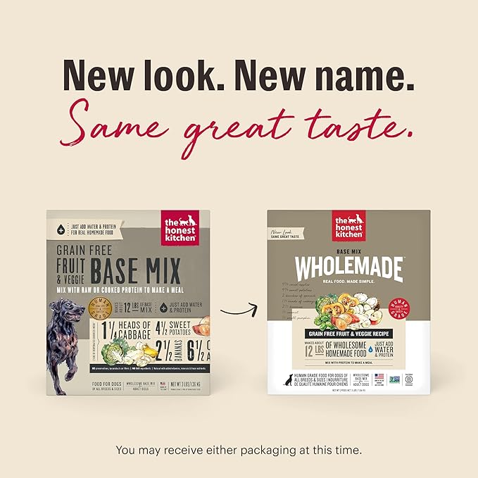 The Honest Kitchen Wholemade™ Grain Free Fruit & Veggie Base Mix Dog Food (Just Add Protein), 3 lb Box