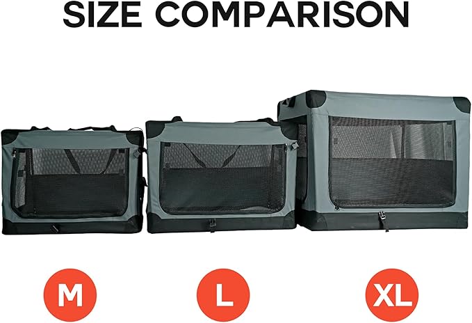 Ashfield & Harkness: Collapsible Soft Dog Crate - 36" - Gray, Sherpa Lined Mat, Durable Mesh Windows, Portable Foldable Pet Kennel, Indoor & Outdoor