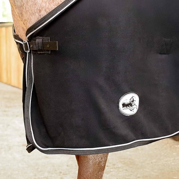 Jeffers Equine Elite Fleece Horse Cooler Blanket, 78 Inch – Soft, Adjustable Fit, Lightweight, Easy Care, Moisture Wicking Cooling Sheet with Surcingle for Post Exercise, Travel for Horses – Black