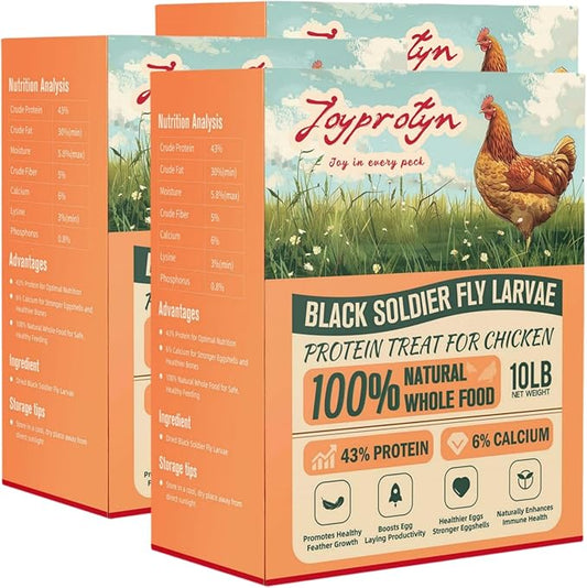 30LB Non-GMO Dried Black Soldier Fly Larvae for Chicken – 85X More Calcium Grubs Than Mealworms for Strong Eggshells & Healthy Growth - High Protein for Chickens, Birds, Ducks, Geese & Pets
