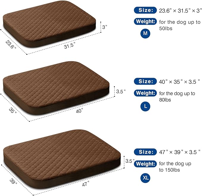 JoicyCo Dog Bed for Medium Dogs, Orthopedic Foam Dog Bed, Joint Relief Pets Sleeping Mattress, Non Slip Bottom with Washable Removable Cover, Dark Browm