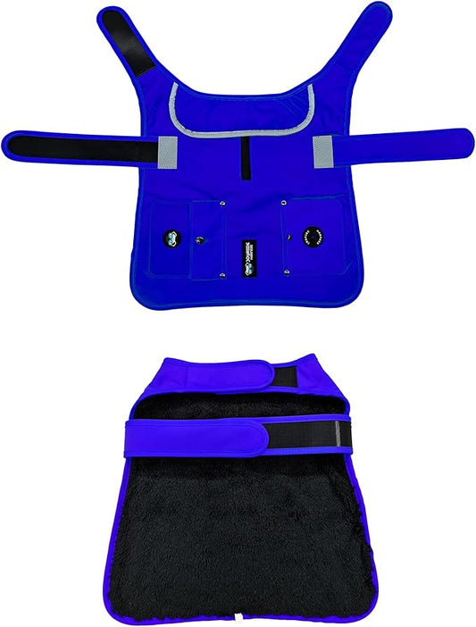 Joyride Harness FrostFlex Dog Winter Jacket - Fleece Lined & Water-Resistant - Snowsuit with Pockets for Treats & Poop Bags - Durable Cold Weather Dog Coat - Blue Serenity-L