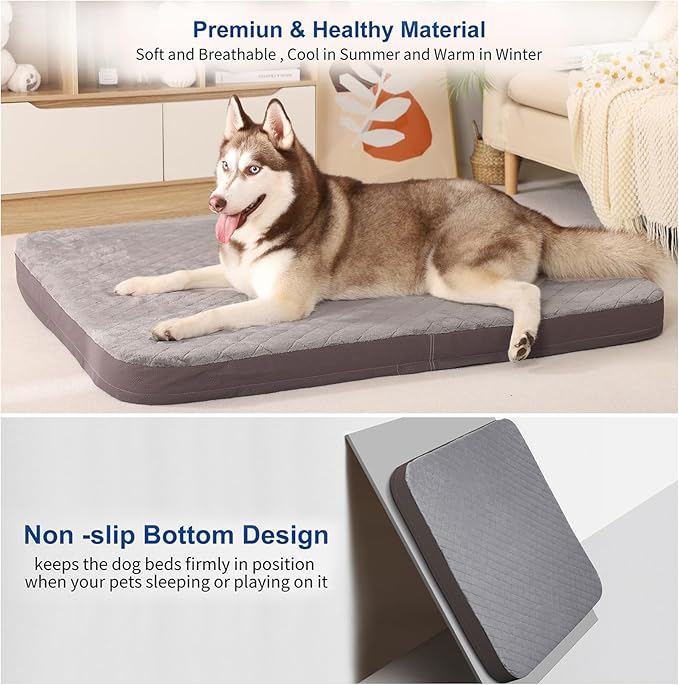JoicyCo Dog Beds for Medium Dogs, Orthopedic Foam Dog Beds, Joint Relief Pets Sleeping Mattress, Non Slip Bottom with Washable Removable Cover, Grey