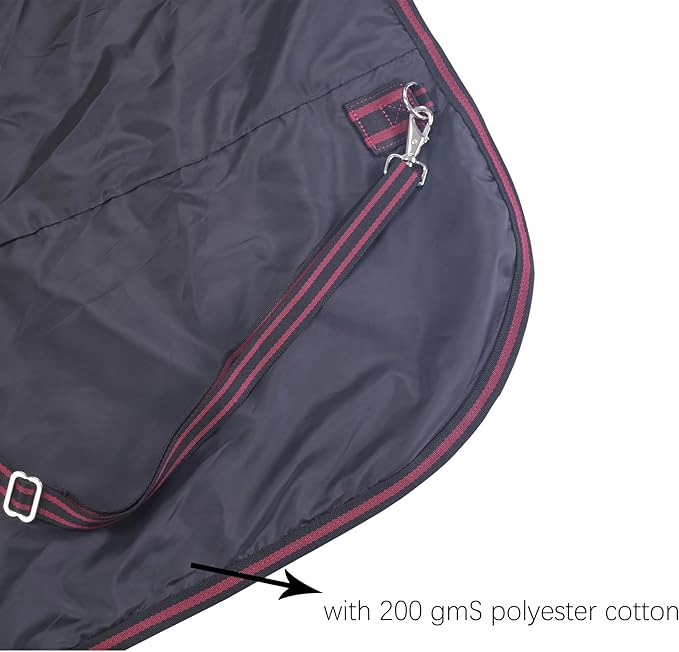 LEAFOREST 1200D Turnout Horse Winter Blanket Waterproof Breathable Snow Proof Heavy Blankets 200g Fill Sheet in The Barn, Stable, Stall, Pasture, Paddock Black Red 72 inches
