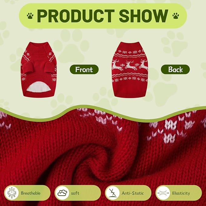 Christmas Dog Sweaters for Small Medium Large Dogs Classic Turtleneck Holiday Xmas Pet Clothes Cozy Stretchy Sweater for Chihuahua, Bulldog, Dachshund, Pug XX-Large