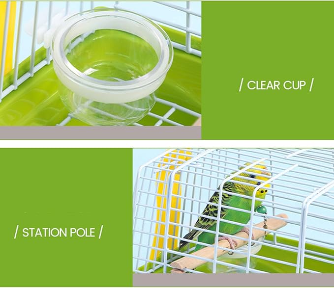 Travel Bird Cage,Small Bird Carrier Cage,Compact Outdoor Birds House,with Carrying Handle and Rust Coating for Pet Parrots and Small Animals