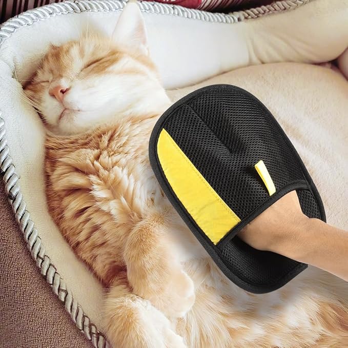 Pet Hair Removal Glove for Cats & Dogs, Upgraded Thickened Double Sided Grooming Glove, Powerful Cat Grooming Gloves, Reusable Hair Remover Glove for Couch, Furniture, Carpet, Curtain (2pcs)