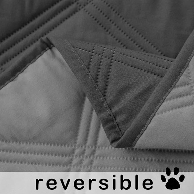 fuguitex Waterproof Dog Blanket Reversible for Small Dogs Resistant Leakproof Washable Couch Cushion Bed Protector Cover for Indoor Furniture Pet Friendly（30"*90",Dark Grey+Grey