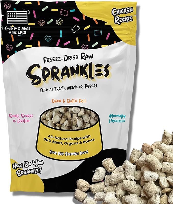 Freeze Dried Dog Food for Small & Large Dogs, 16 Oz (500+Pieces) Chicken Dog Food Toppers for Picky Eaters, USA Made- Grain Free & All Natural Freeze Dried Treats Made with 96% Meat Organs