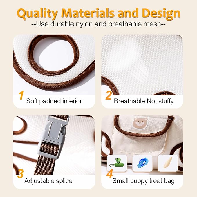 Snuggle Sling Dog Carrier, Adjustable Full Body Lift Harness for Small Dogs and Cats, Portable Breathable Pet Carrier Backpack with Hands-Free Shoulder and Treat Bag(Large)