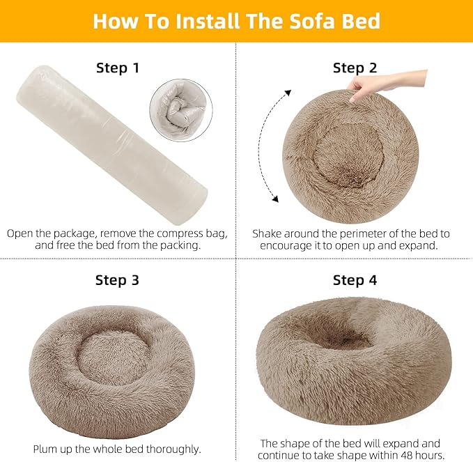 Nisrada Dog Bed for Medium Large Dogs, 36 inch Calming Dogs Bed, Washable-Round Cozy Soft Pet Bed for Puppy and Kitten with Slip-Resistant Bottom