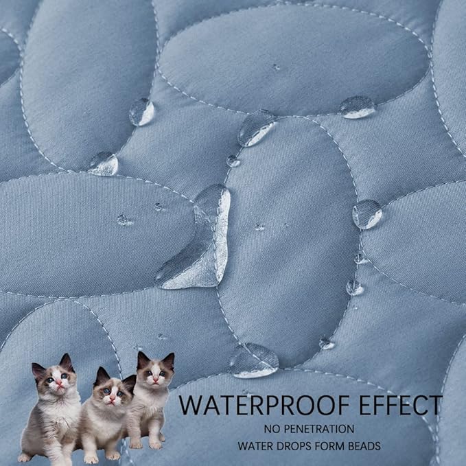 Ameritex Waterproof Pet Bed Cover Anti-Slip Dog Bed Blanket for Sofa and Furniture Waterproof New Pattern Design (Lightblue, 30x90 Inch (Pack of 1))