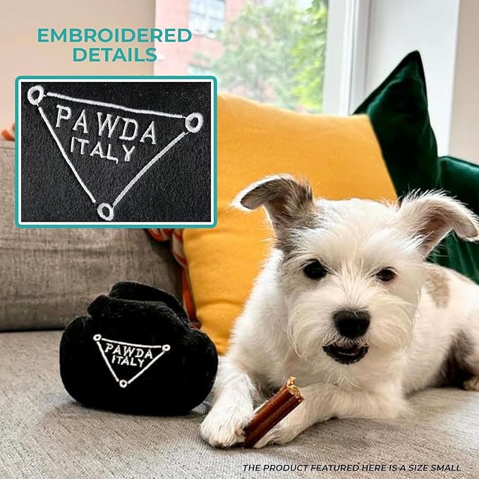Haute Diggity Dog Pawda Handbag, Plush Designer Dog Toys with Interactive Squeaker, Stimulating Pet Enrichment - Dog Birthday Toy - Machine-Washable & Safe Materials for All Breeds, Size Small