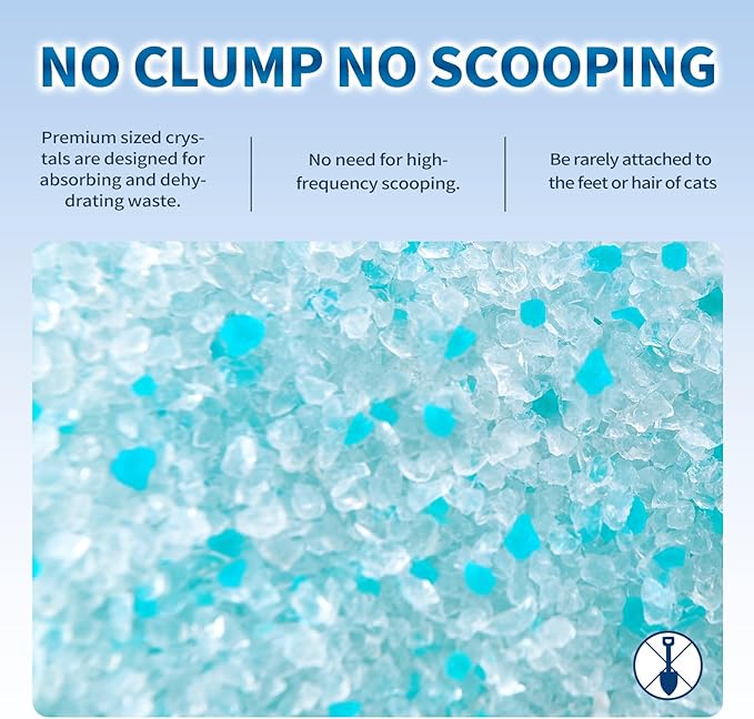 Made4Pets Cat Litter Crystals, Non Clumping Cat Litter Odor Control Kitty Litter Non Clumping No scooping Low Dust, Low Tracking, Lightweight, Dehydrates Waste,Cologne– 17.2 lbs (4 x 4.3 lb Packs)