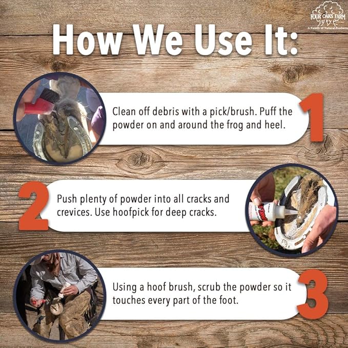 No Thrush Dry Powder Treatment for Horses - Wound Care, Scratches, Rain Rot, Mud Fever, Coat Issues - All Natural Ingredients, Non-caustic, Easy to Use Powder Formula (2.5 oz)