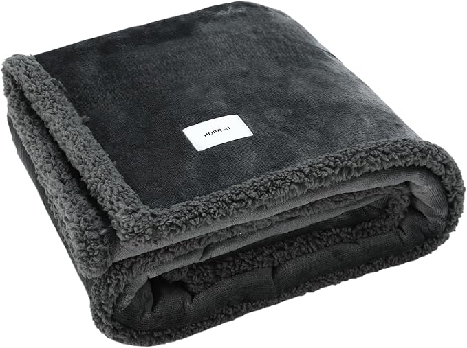 Dog Blanket, Waterproof Reversible Sherpa Fleece Throw Blanket, Furniture Cover for Bed, Couch, Sofa Protection from Liquid Pee and Pet Fur of Puppy, Cat (Gray S28*39inches)