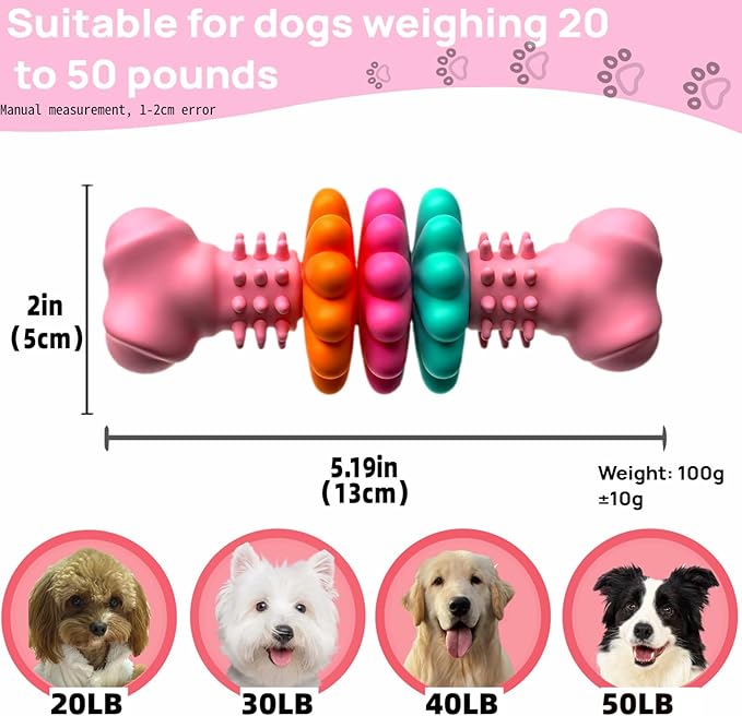 Puppy Teething Toy, Durable Chew Toy for Small Dogs, Interactive Bone Toy to Keep Puppies Busy, Teeth Cleaning Dog Toy for Small Breeds