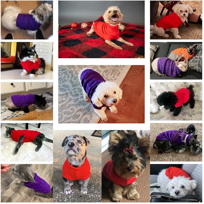 CHBORCHICEN Small Dog Sweaters Knitted Pet Cat Warm Dog Sweatshirt Winter Clothes Kitten Puppy Sweater (Large,Red)