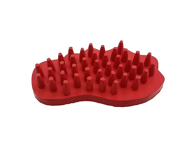 Grewal Equestrian Snuggy Clean Large Teeth Rubber Groomer Curry (Red)
