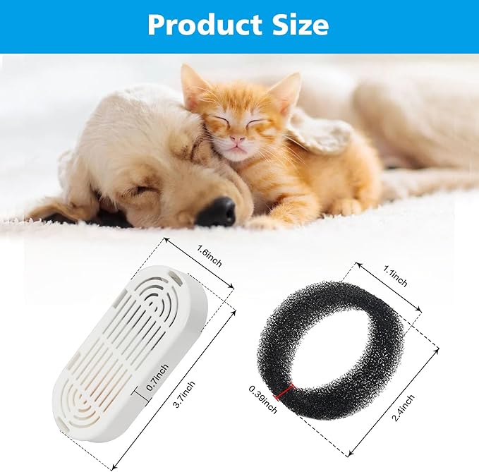 Cat Water Fountain Filter,Pet Fountain Filters Replacement for 3.2L/108oz Cat Drinking Fountain and 4L/134oz Stainless Steel Pet Water Fountain,Cat Fountain Filter Replacement with Pre-Filter Sponges