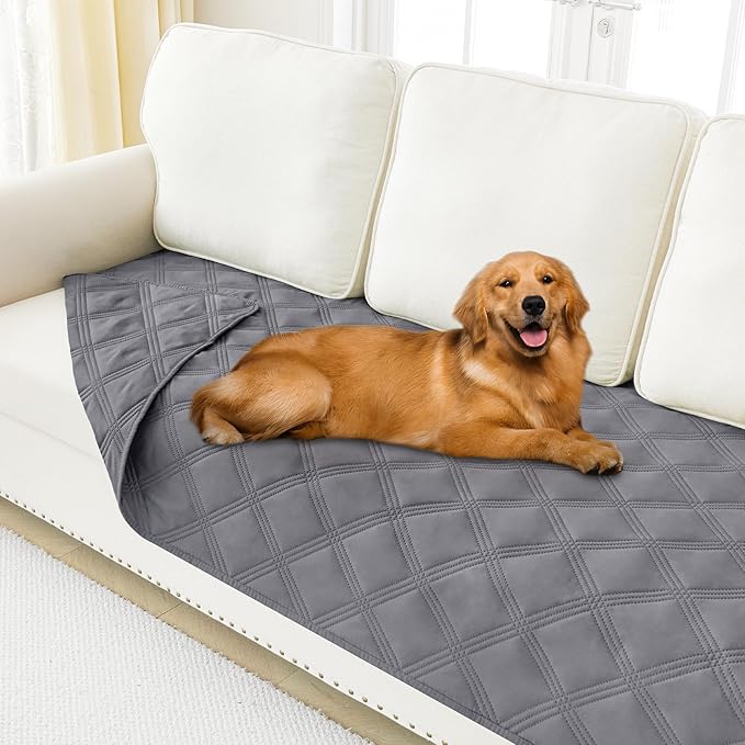 Smiry Waterproof Dog Bed Cover Blanket 30x70, Soft Reversible Pet Blanket, Washable Leakproof Cats Dogs Couch Cover for Sofa, Couch, Furniture, Lattice, Grey/Grey