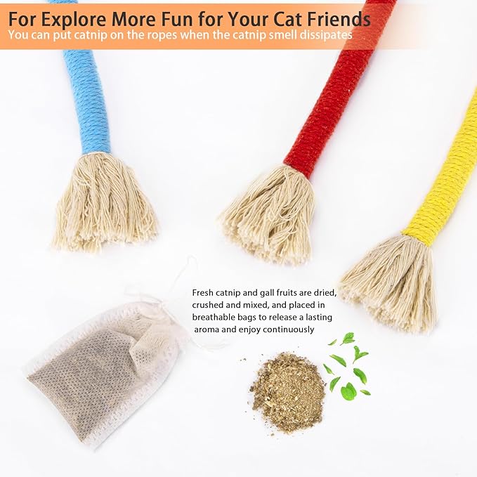Retro Shaw 23.6 Inches Cat Toys Chew Ropes with Catnip, Safe String Kitten Teeth Cleaning Toys for Indoor Cats Kitty, Interactive Cat Nip Kicker Pet Toys, 3 Pack