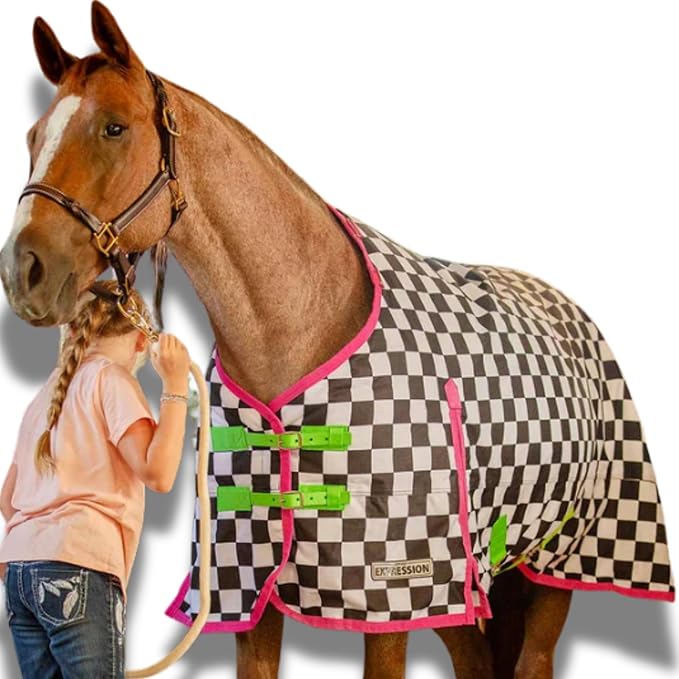 Jeffers Expression 1200 Denier Standard Neck Turnout Sheet, Skater Cowgirl, 81"- Waterproof, Breathable Horse Sheet with 0g Polyfill, No Insulation - Ideal Protection for Wind & Rain, Light Weight