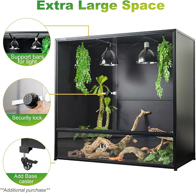 460 Gallon Connectable Reptile Tank 2-Pack with Kit, 96"x24"x46" Total, 48"x24"x46" Each, Large PVC Enclosures for Bearded Dragon & Ball Python, Front Glass Doors & Locks