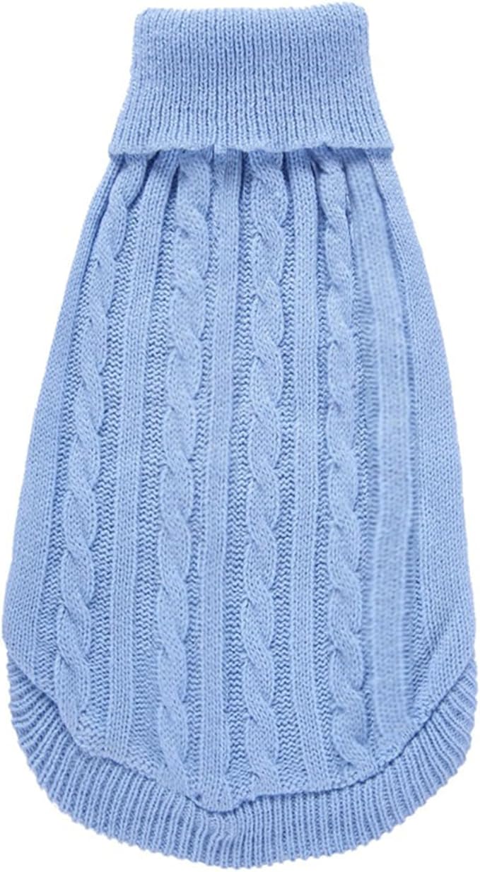 Small Dog Sweaters Knitted Pet Cat Warm Dog Sweatshirt Winter Clothes Kitten Puppy Sweater (X-Small,Light Blue)