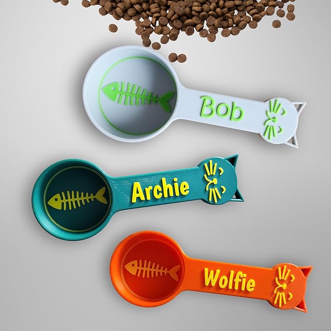 Personalized Cat Food Scoop, Cat Food Measuring Cup with Name, Kibble Scoop (3 oz - 3/8 cup)