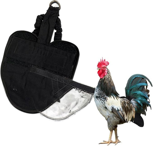 Hen Holster Wrap-Around Bird Diaper & Harness for Hens, Roosters, Ducks, Geese - with Removable Vinyl Liner, Adjustable Fit for Outdoor Adventures & Indoor Use - Easy to wear - XL, Black