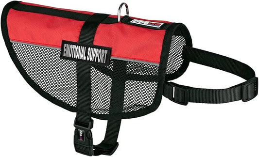Dogline MaxAire Multi-Purpose Mesh Vest for Dogs and 2 Removable Emotional Support Patches, Large, Red