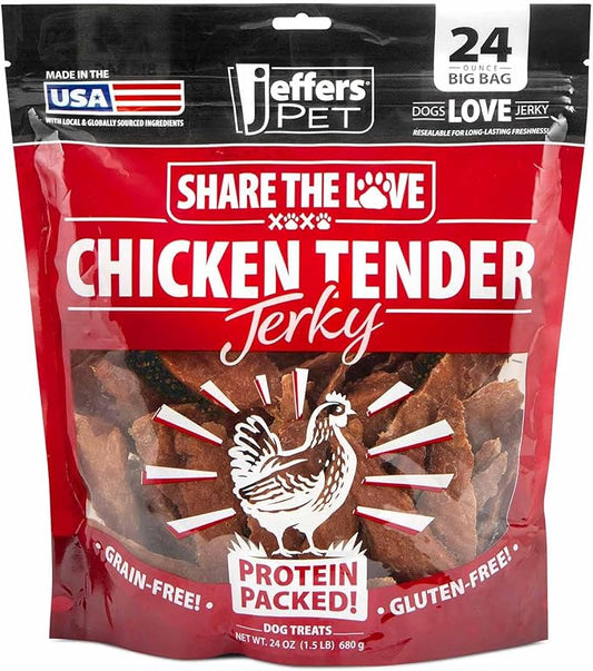 Jeffers Chicken Jerky Dog Treats, 24 oz Bag – Limited Ingredient, Healthy Training Snack, Grain Free, High Protein, 100% Real Chicken, Natural Made in USA, Perfect for Halloween & Christmas - 1 Pack