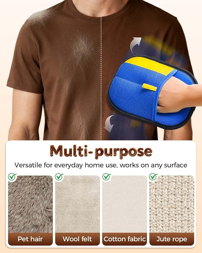 Pet Hair Removal Glove, Thickened Electrostatic Pet Hair Remover Glove for Cats & Dogs, Reusable Powerful Cat Grooming Gloves, Pet Hair Remover Tool for Clothing, Couch, Furniture, Car Seats (Blue)