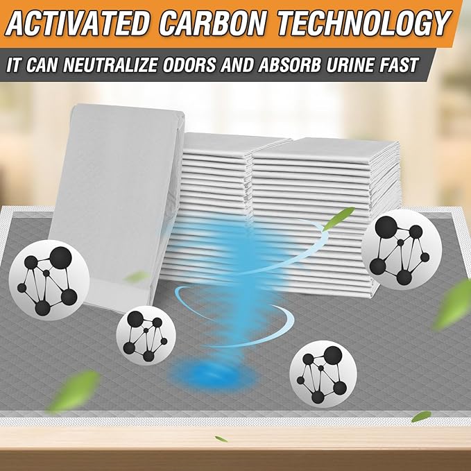 Charcoal Puppy Pads XL 30"x26", 40 Count Disposable Dog Pee Pads Extra Large, Activated Carbon Dog Potty Pads for Training, Pet Urine Bed Pads for Doggies, Piddle Pads for Indoor and Outdoor