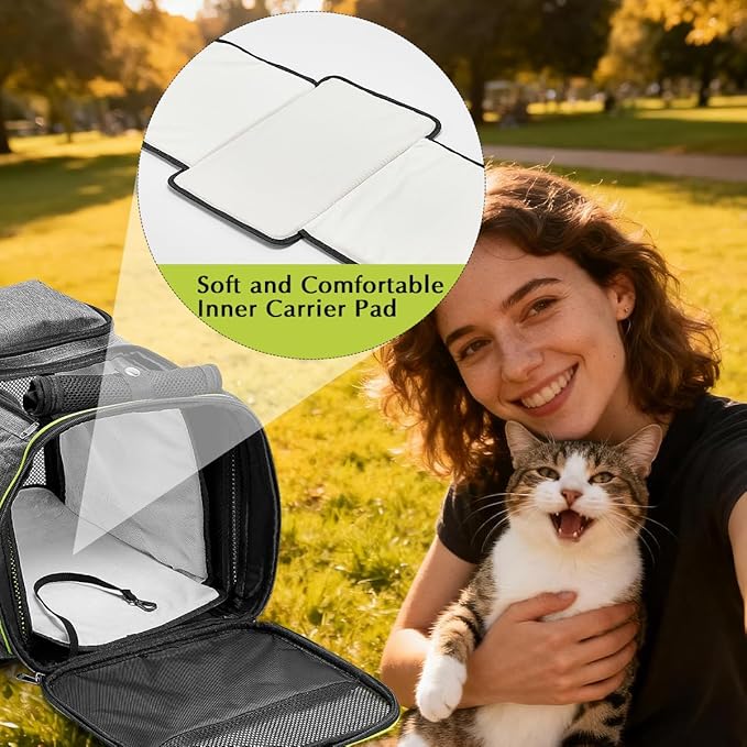 Pet Carrier with Wheels for Cat and Small Dog, Expandable Airline Approved Pet Carrier for Animal Under 15 lbs, Rolling Cats Puppy Carriers Travel Bag for Traveling and Camping