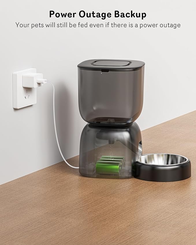 Automatic Cat Feeder, 3L Cat Food Dispenser Battery-Operated with 180-Day Battery Life, Timed Pet Feeder for Cats and Dogs, Desiccant Bag, Programmable Portion Control, 10s Voice Recorder