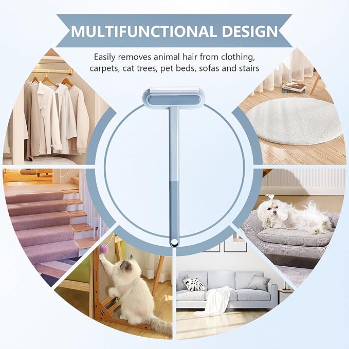 Multifunctional Pet Hair Remover, 4 in 1 Pet Hair Removal Tool, Reusable, Washable, Cat and Dog Hairs Removal for Couch with 17inch Extendable, for Furniture, Couch, Carpet, Clothes and Laundry
