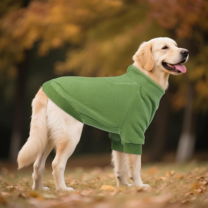 BRKURLEG Dog Sweater Warm Soft Fleece Dogs Sweaters, Turtleneck Sweatshirt for Small Medium Large Dogs, Dog Winter Coat, Christmas Pet Jacket with Zipper Cold Weather Coat (Green, XS)