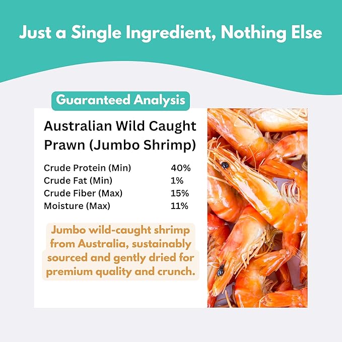 ALFIE'S TREATOS Shrimp Treats for Dogs & Cats (2.12 oz), Air-Dried Dog Treats, Food Topper & Training, Australian Wild-Caught, Single Ingredient, Freeze-Dried Alternative