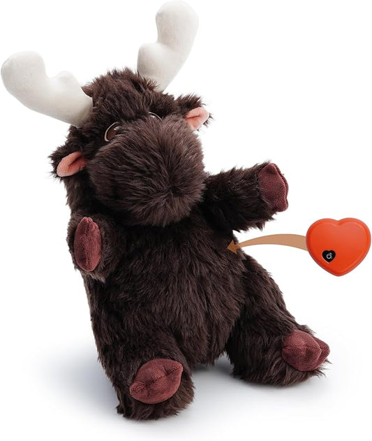 Moose Heart Beat Dog Toy for Puppy - Soft Plush Stuffed Animal Dog Pal with Heartbeat for Puppy Small Medium Large Breed, Ideal for Comfort & Anxiety Relief - Small